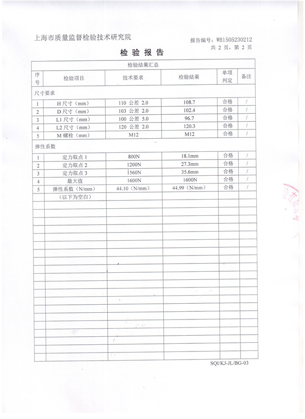 上海淞江ZTA型水泵弹簧减震器检验报告