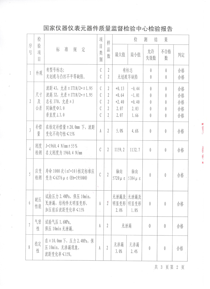 《波纹补偿器》型式实验报告